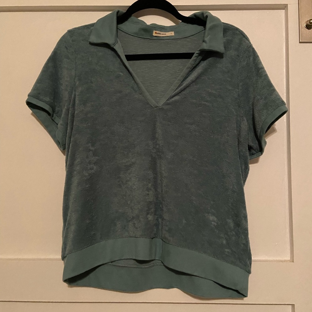 Marine Layer Johnny Collar Polo In Deep Sea